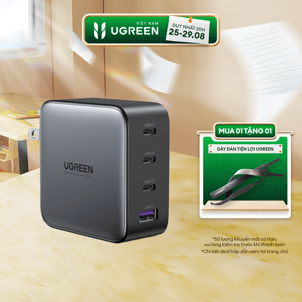 Củ sạc máy tính / điện thoại ugreen 65w/ 100w cd224 nexode| công nghệ gan| 4 cổng sạc nhanh pd usb|qc 4.0 3.0|tương thích macbook pro, air dell, xps ipad, iphone 14 plus/iphone 14 pro max, galaxy pixel adapter | 40737