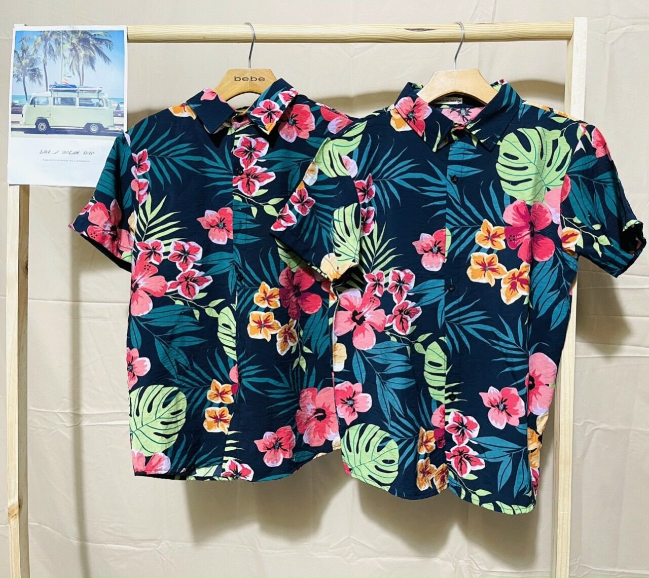 Áo sơ mi biển - hoa lan hoa lá hawaii