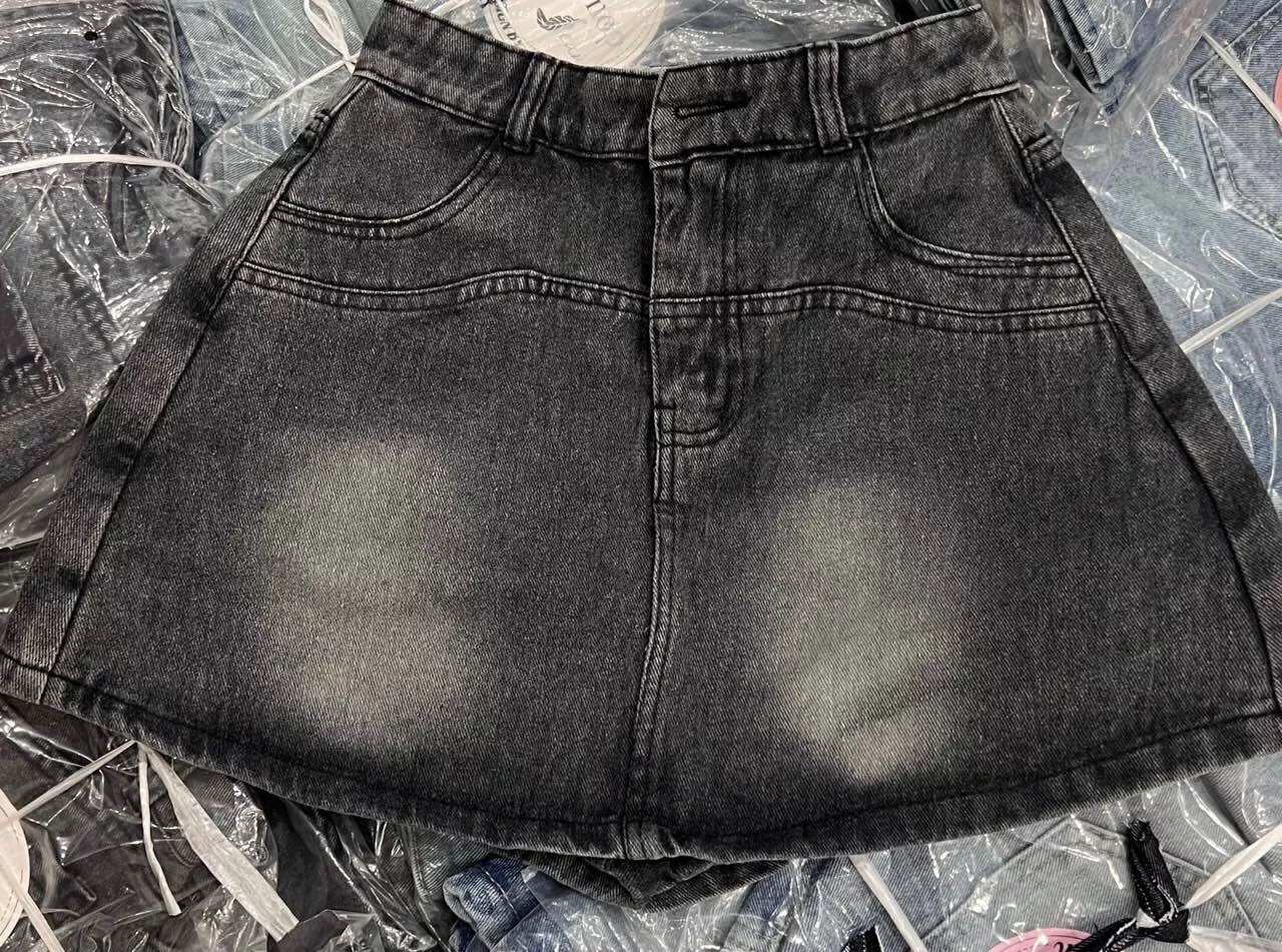 Quần giả váy jeans, quần sooc bò giả váy ngắn lưng cao hot hit