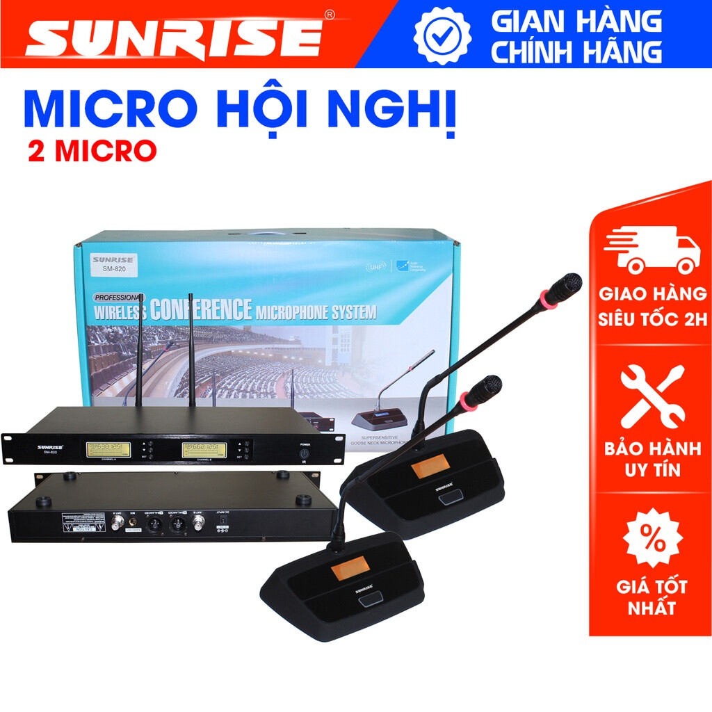 Micro hội nghị không dây chính hãng Sunrise SM-820 hút âm tốt, chống nhiễu, chống hú, âm thanh trung thực - SUNRISE SM820