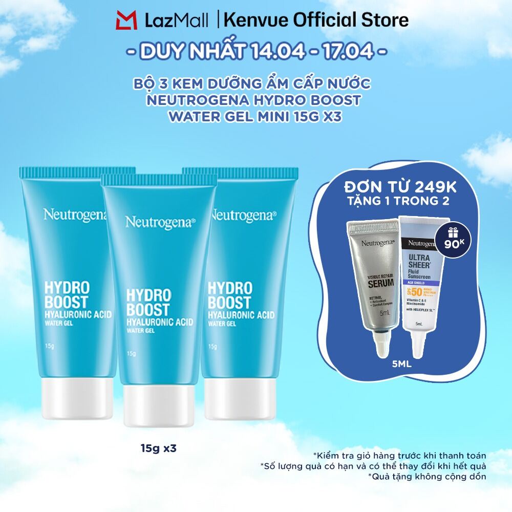 Combo 3 Kem dưỡng ẩm cấp nước Neutrogena® Hydro Boost Hyaluronic Acid Water Gel Mini 15gx3