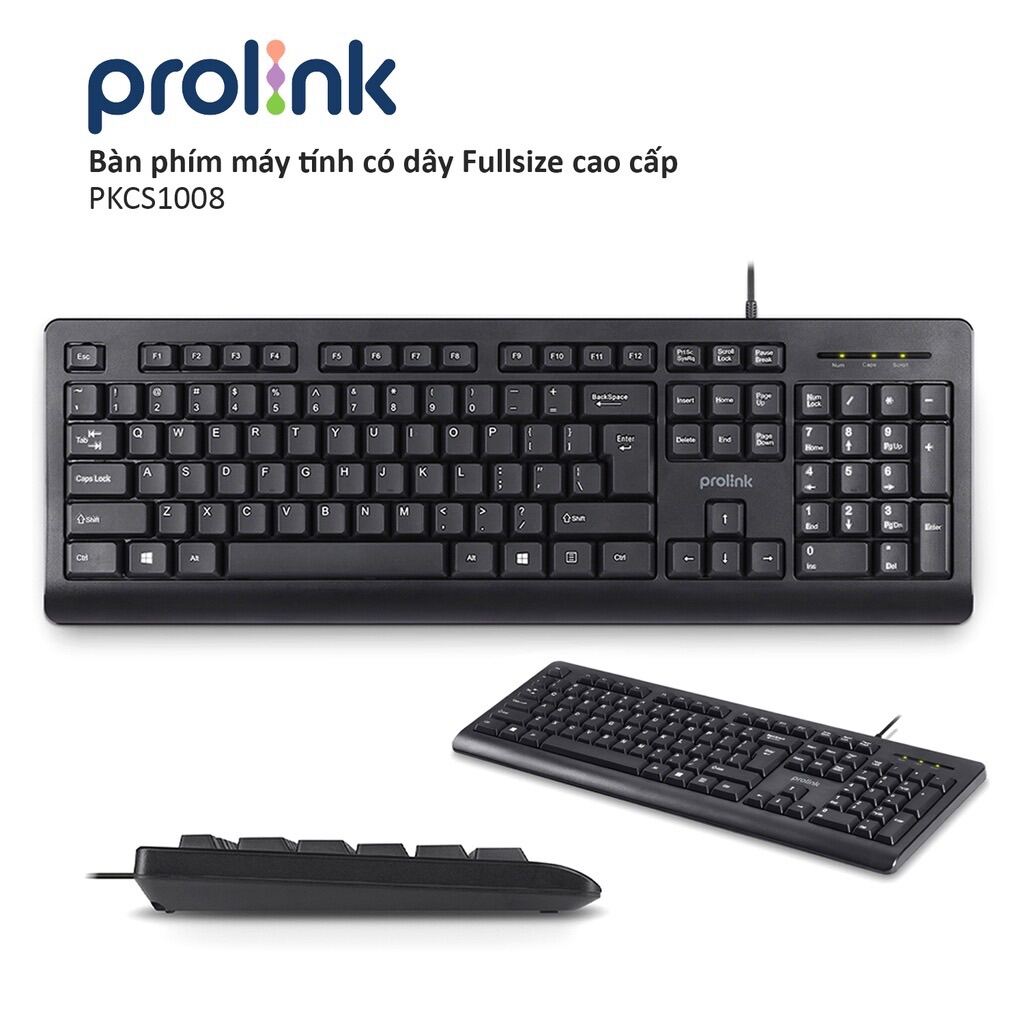Bàn phím máy tính có dây PROLiNK PKCS1008 Fullsize cao cấp, chống thấm