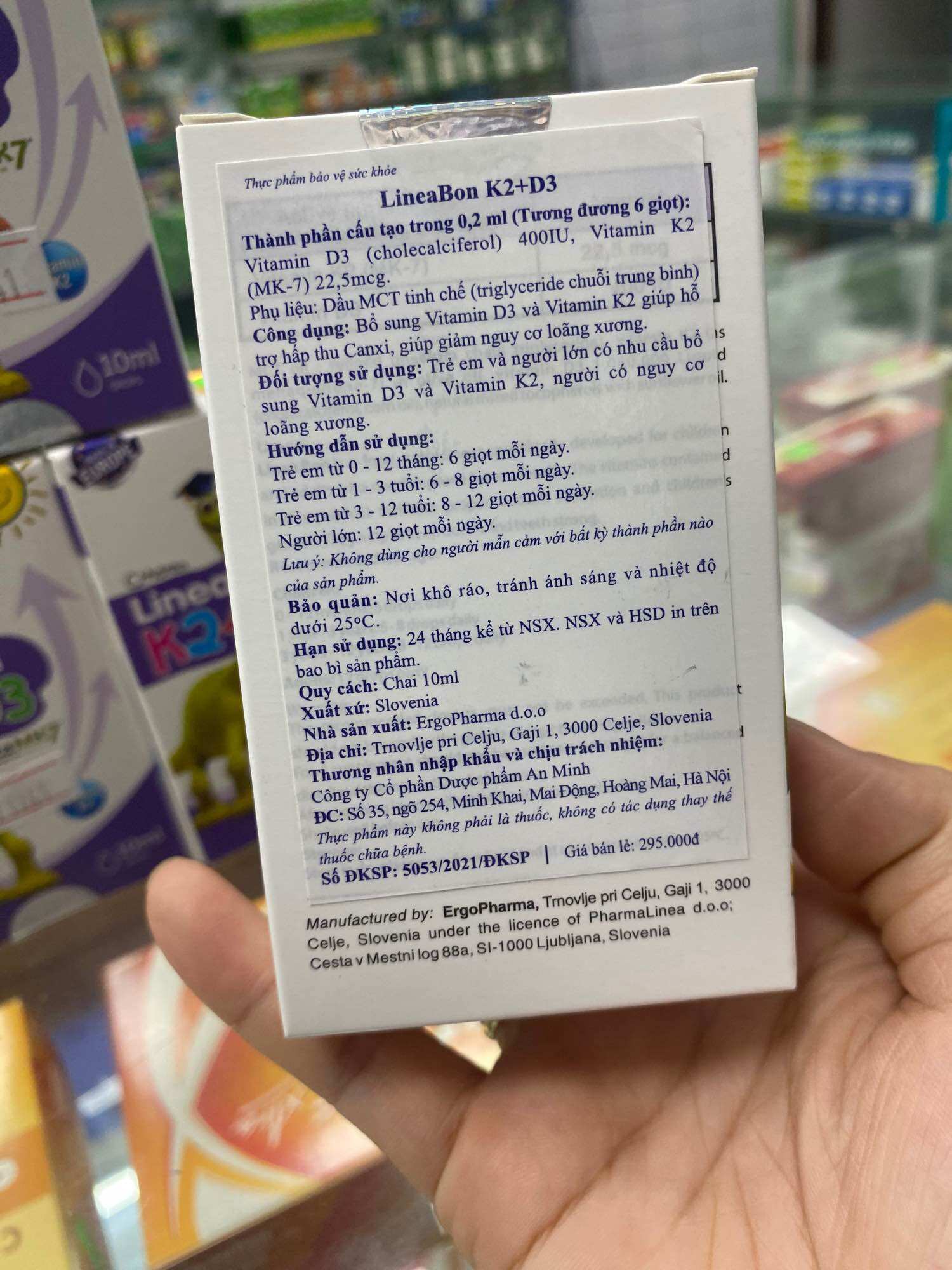 Lineabon K2+D3 - Tăng chiều cao cho trẻ sơ sinh, Lọ 10ml ✅(Hàng Chính Hãng)
