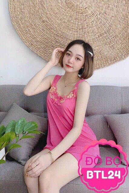 Bộ đùi thun lạnh dây bản phối ren hoa