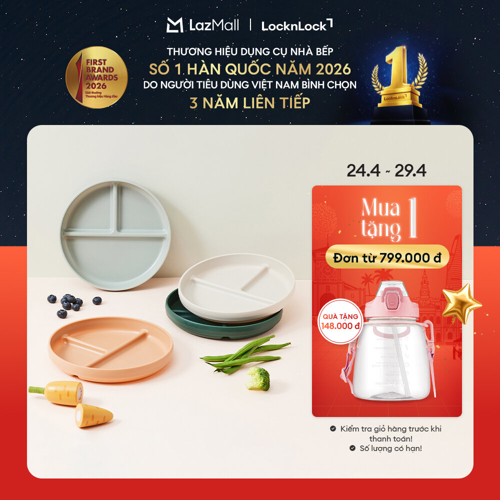 Bộ 2 Dĩa chống trượt LocknLock Little Luv cho bé, chất liệu silicone HPP962 - 2 Màu Xanh Lá / Hồng