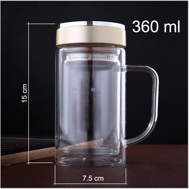 Cốc thủy tinh 2 lớp giữ nhiệt 360ml