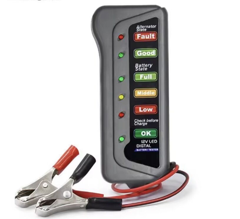 Hcm- freeship- máy kiểm tra điện ác quy xe hơi- máy kiểm tra bình ác quy mini 12v pin máy kỹ thuật số xoay chiều bút thử 6 đèn led màn hình ô tô công cụ chẩn đoán tự động kiểm tra pin dành cho xe hơi