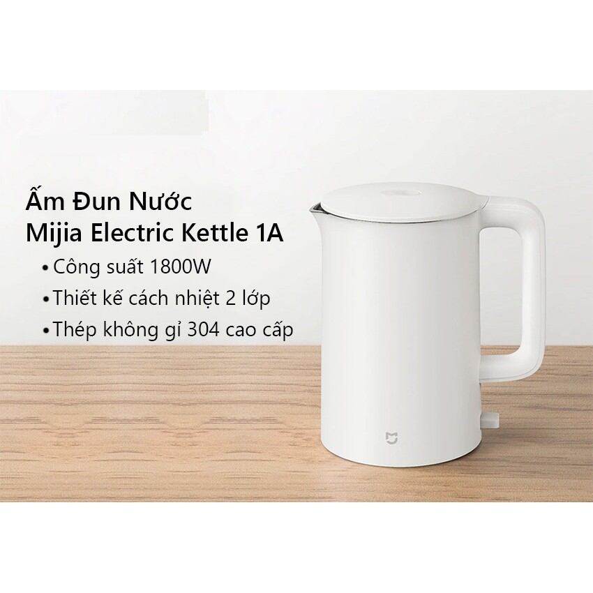 Ấm nước siêu tốc Xiaomi 1A công suất 1800W, dung tích 1,5L, đun sôi nước trong  3-5 phút