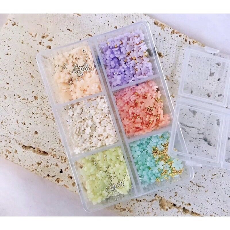Hoa nhí trang trí móng tay nhiều size kèm bi , phong cách nhật hàn