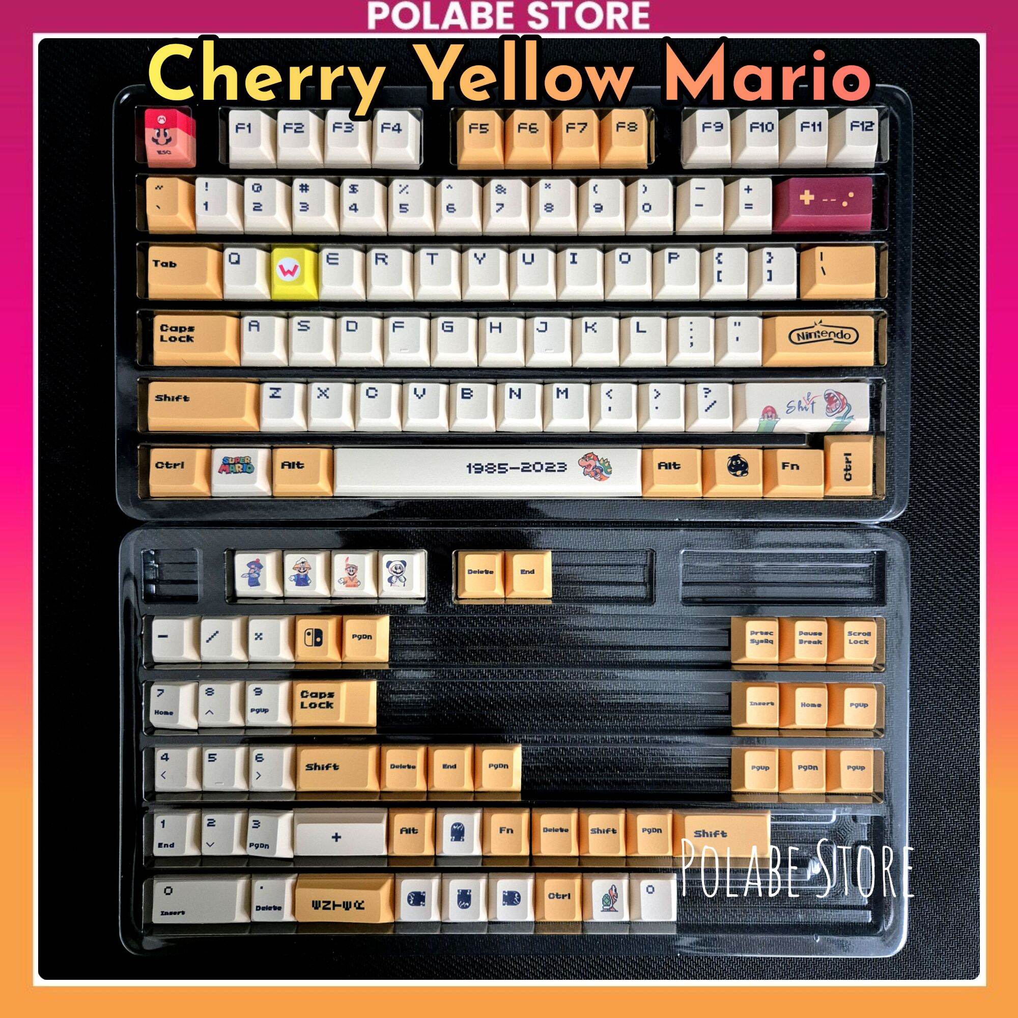 Keycap Mario Đỏ Vàng Cherry profile PBT bàn phím cơ Polabe Store