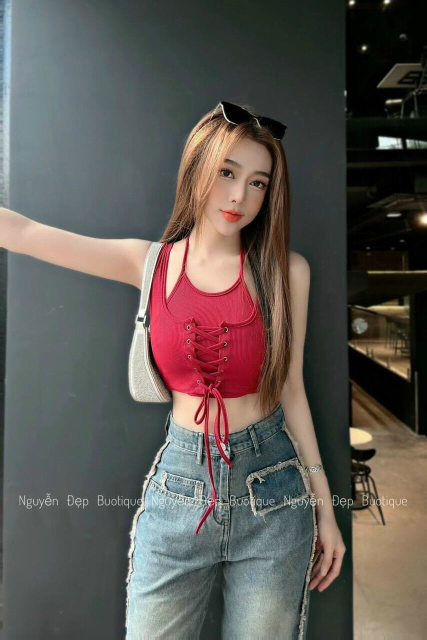 Áo kiểu dây đan trước ngực hàng đẹp