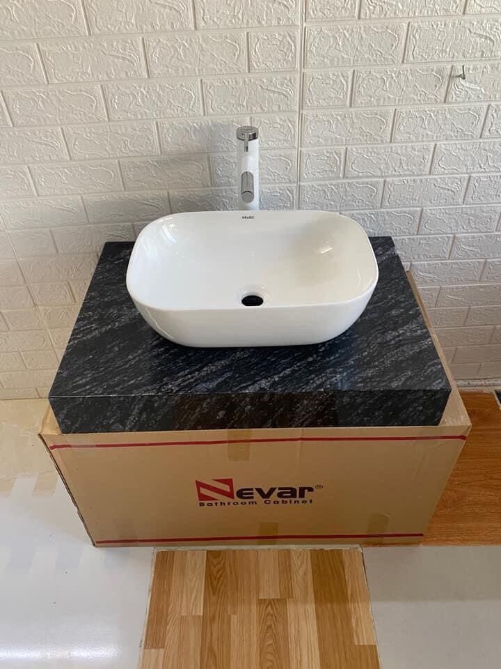 Chậu Lavabo Rửa Mặt đặt bàn ( chữ nhật 40x32 , viền mỏng, dáng bo cạnh)