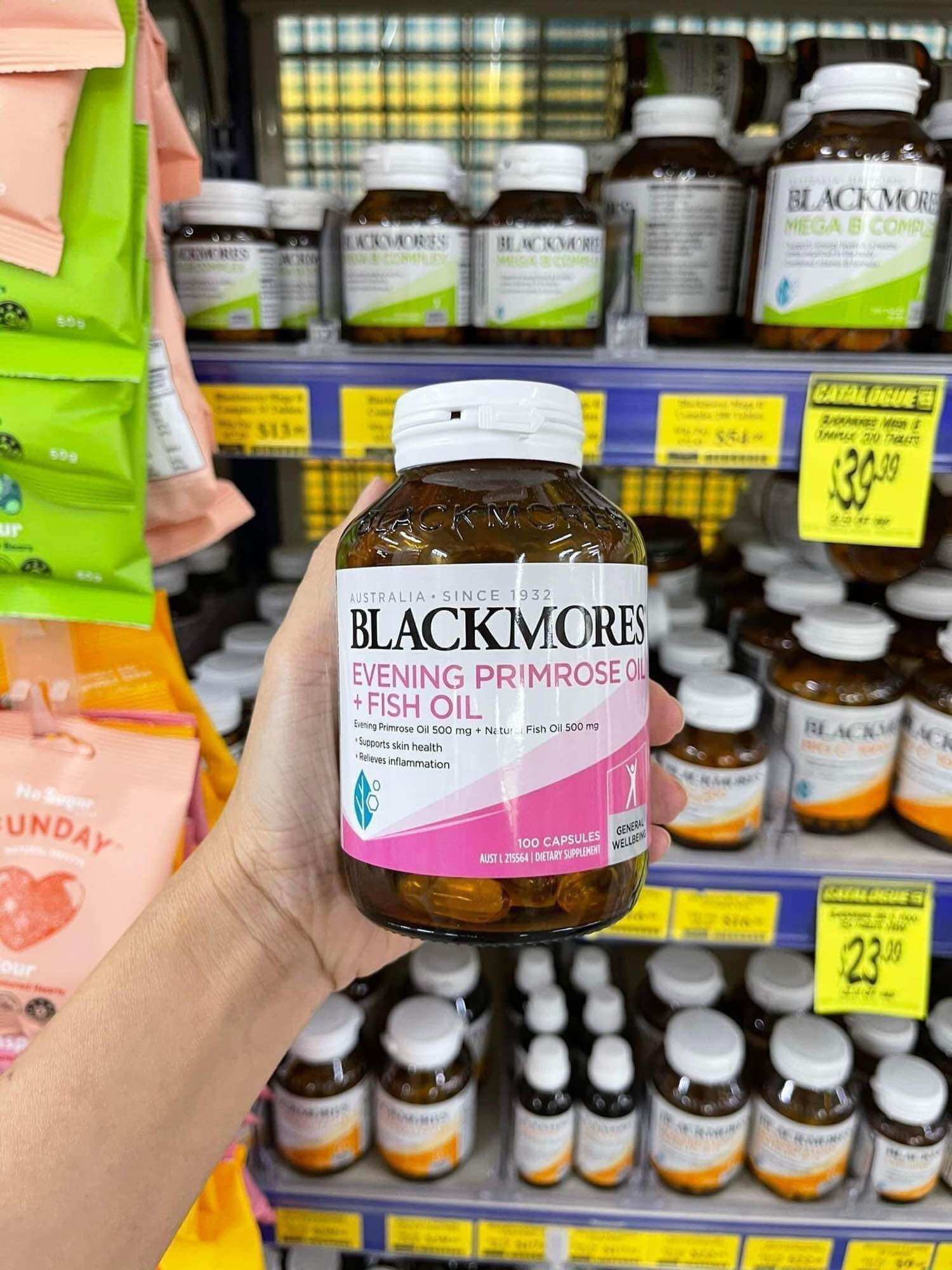 BLACKMORES EVENING PRIMROSE OIL + FISH OIL - kết hợp Hoa Anh Thảo + Dầu Cá Tổng hợp