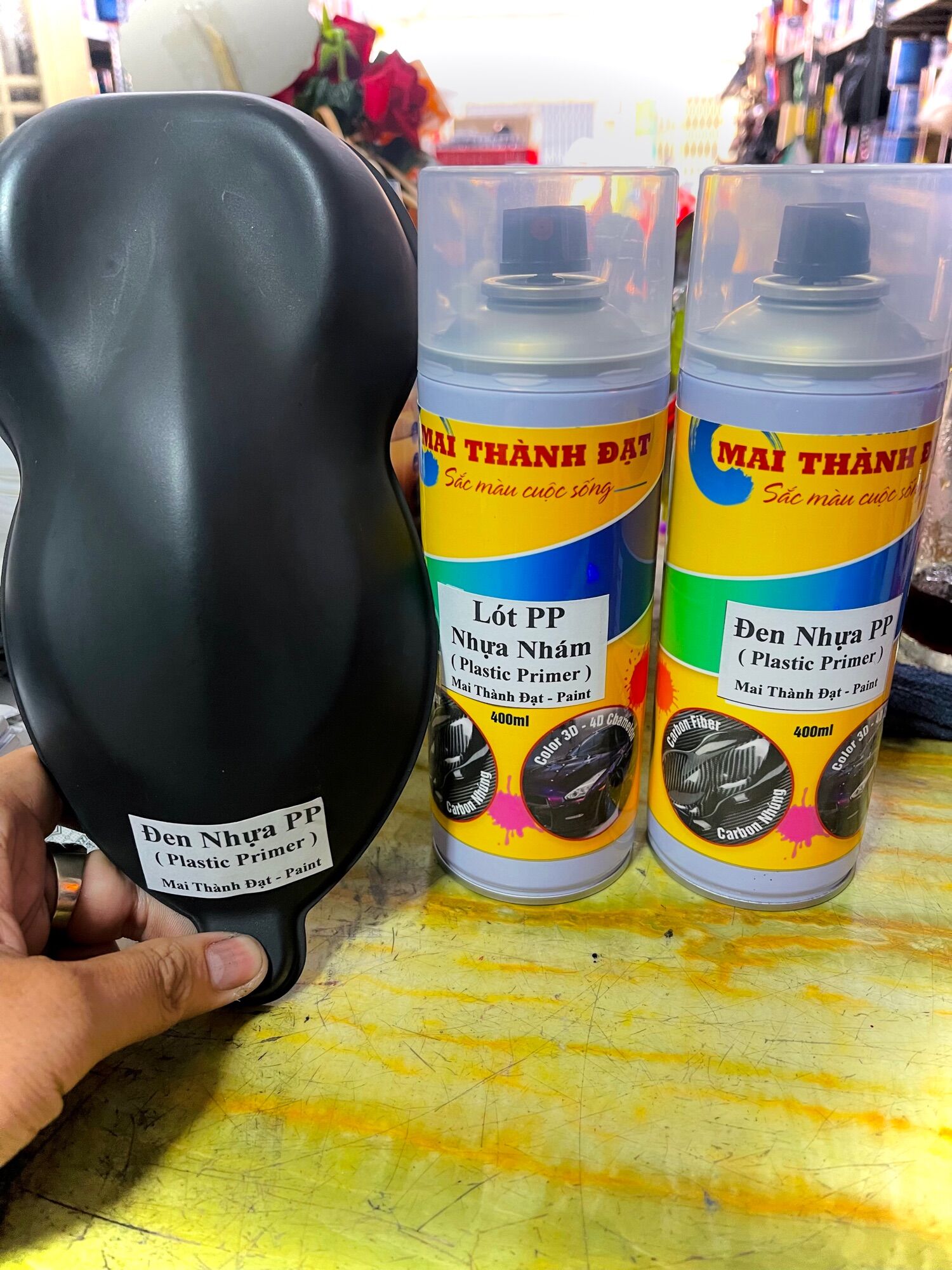Sơn xịt nhựa nhám pp sơn oto - xe máy đóng chai 400ml