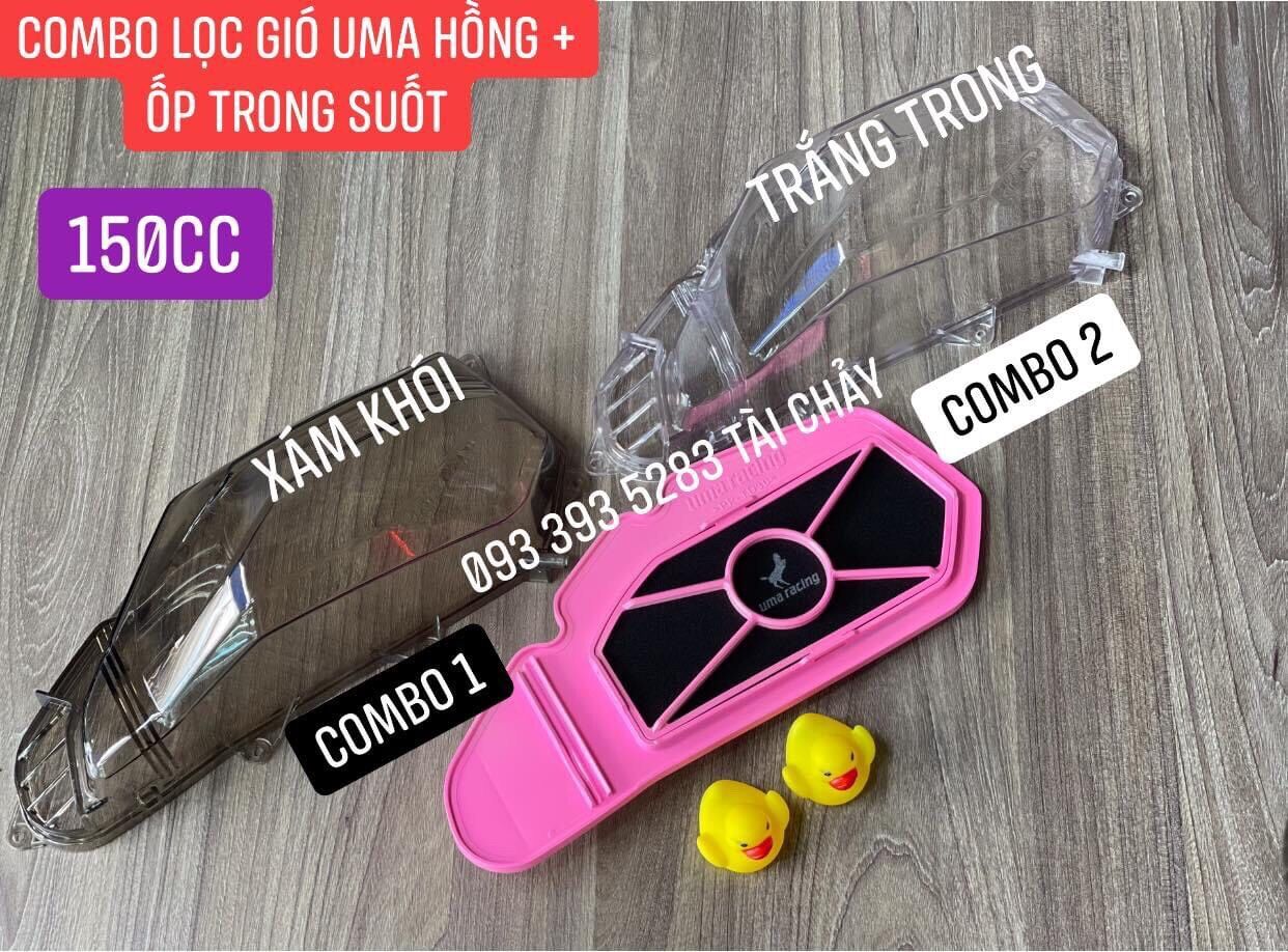 Combo lọc gió uma hồng + ốp trong suốt vario 150cc