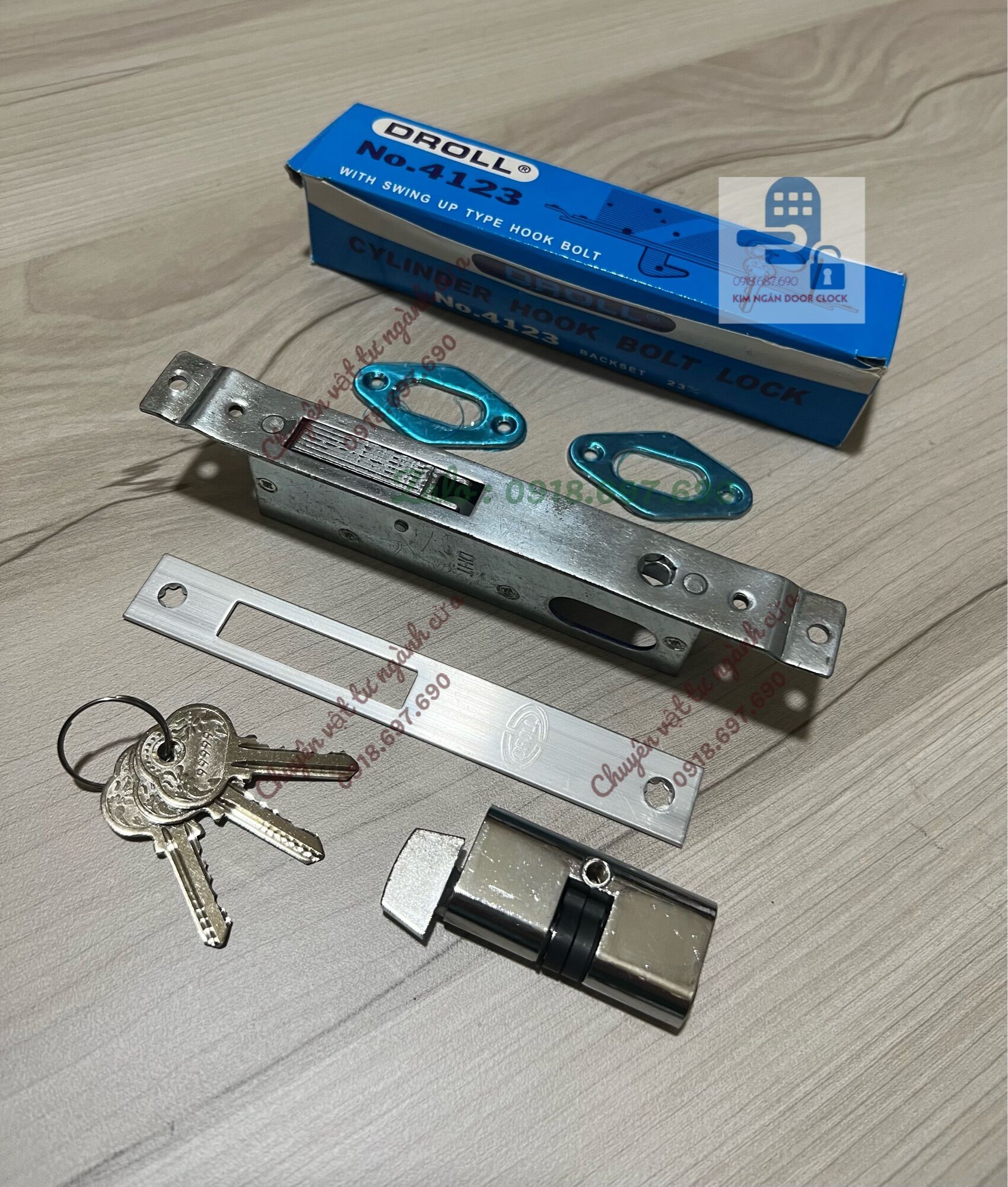 [HCM]Khóa âm cửa mở - khoá DROLL chìa thau