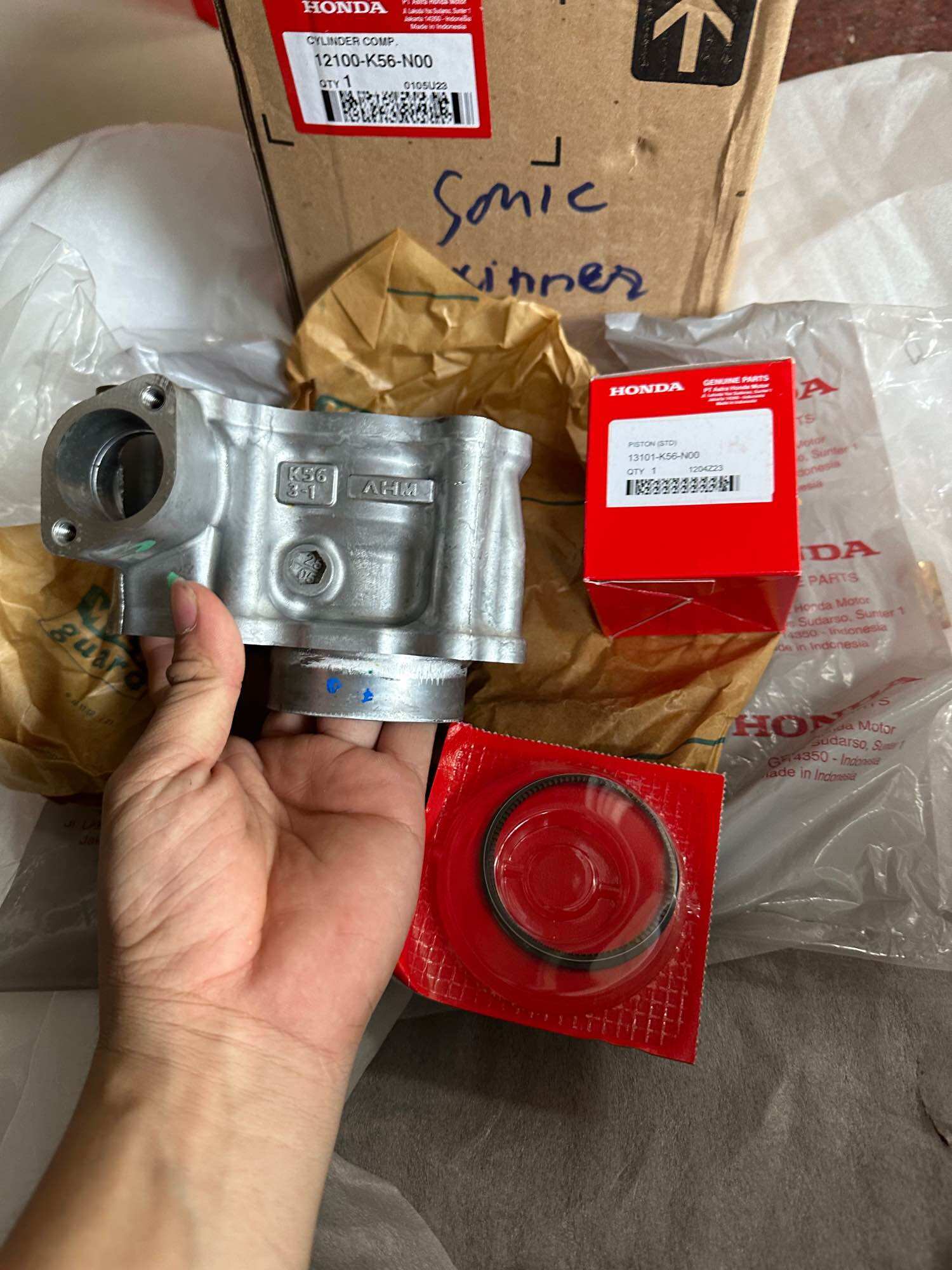 Bộ nòng xilanh piston bạc sonic 150 / winner 150 v1 v2 v3 chính hãng honda
