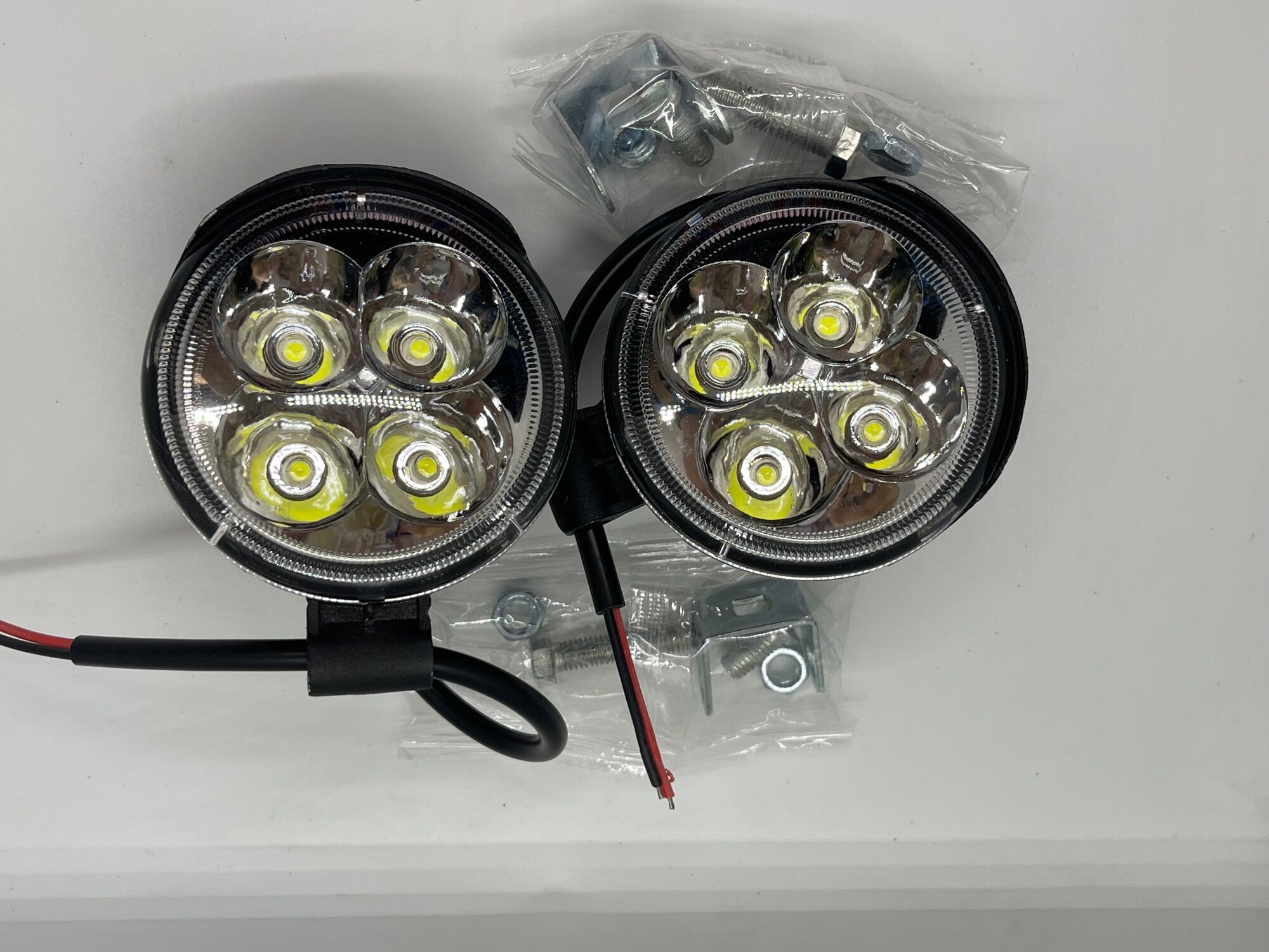 Đèn led tròn siêu sáng 4 bóng cao cấp , đèn trợ sáng ô tô - xe máy