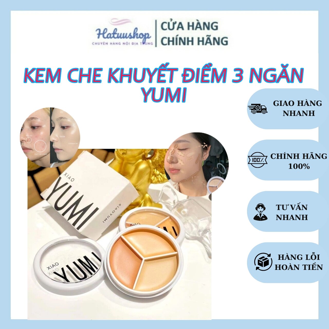 Kem che khuyết điểm 3 tone màu khác nhau