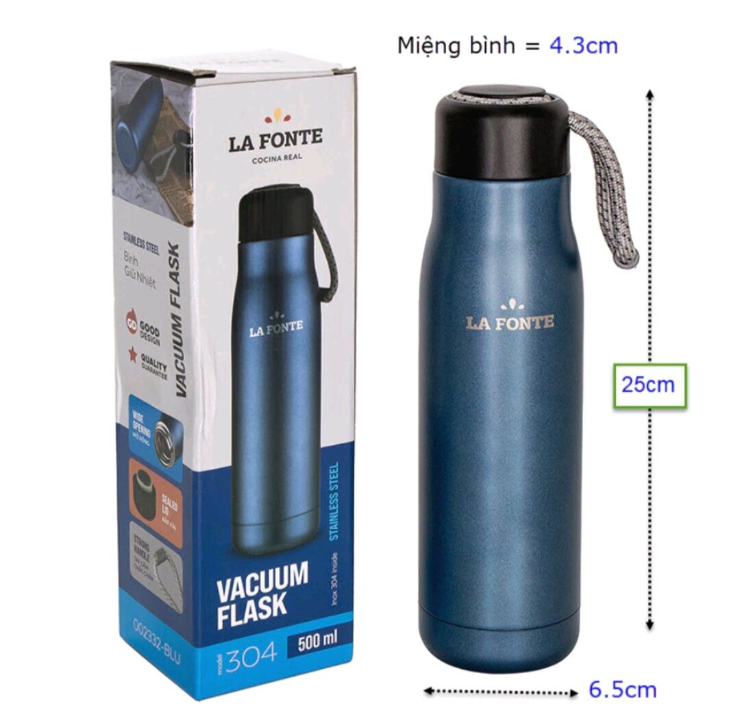 Bình giữ nhiệt lafonte 500ml màu xanh - 002332 - blu