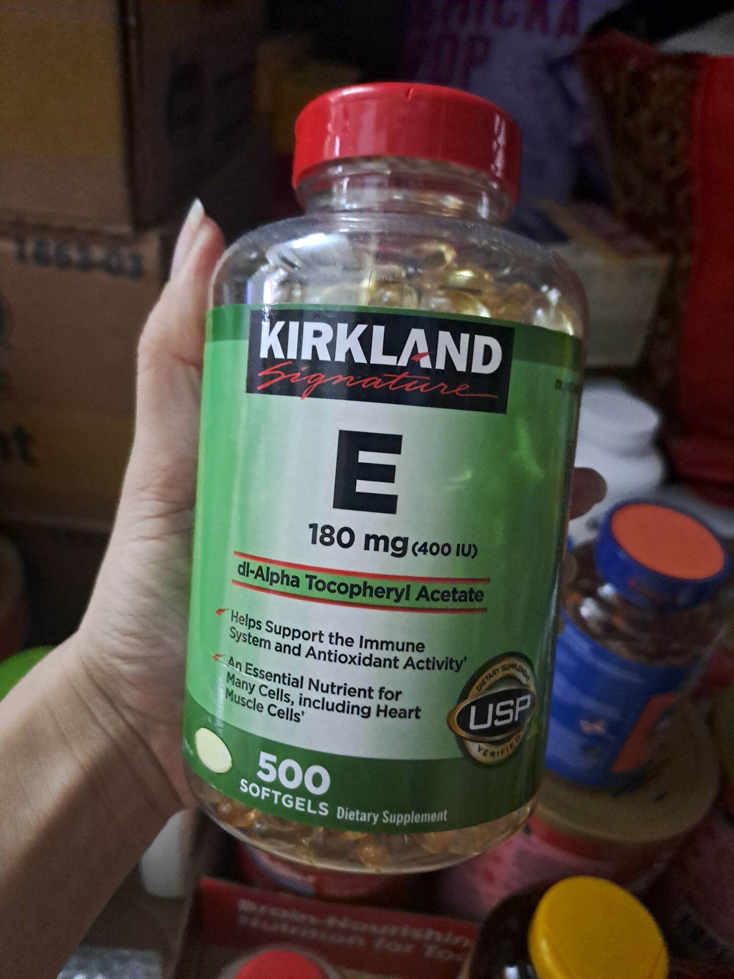 Viên uống Vitamin E 400 IU 500 Viên Kirkland Mỹ date xa
