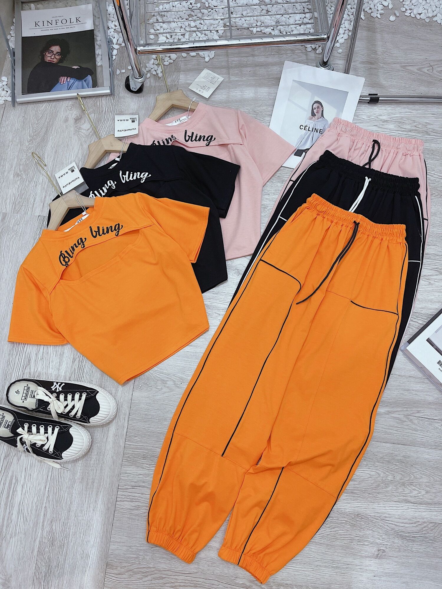 SÉT BỘ CROPTOP BLING KẸP MÍ FULL SIZE