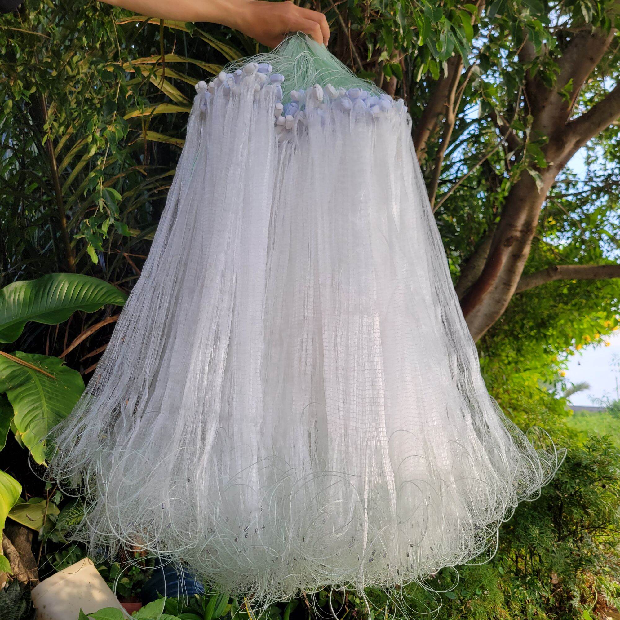 Lưới thái lòng tong bén cá, dài 30m, cao 0.5m, nặng 110g.
