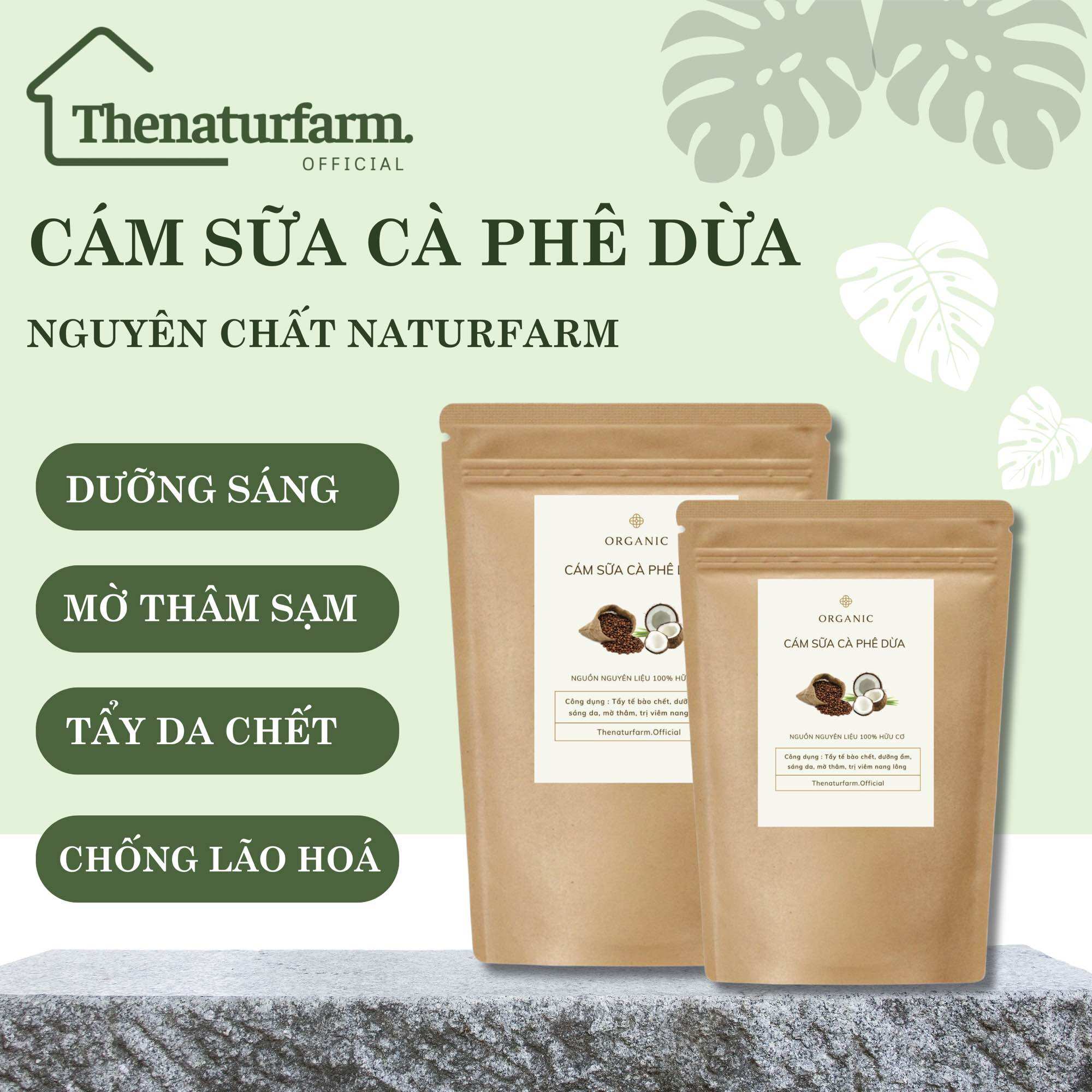 Bột cám sữa non cà phê dừa tẩy da chết 100gr - dưỡng trắng và tẩy tế bào chết cho face & body