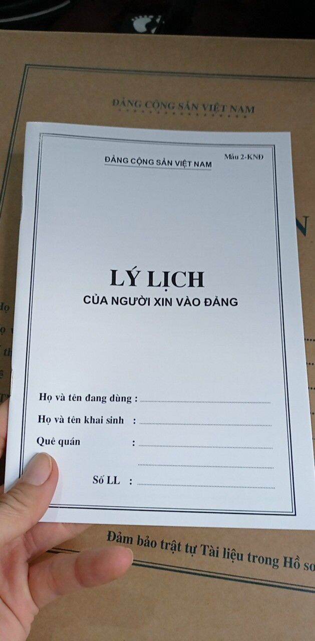 Combo 10 quyển lý lịch của người xin vào đảng Mẫu 2-KND