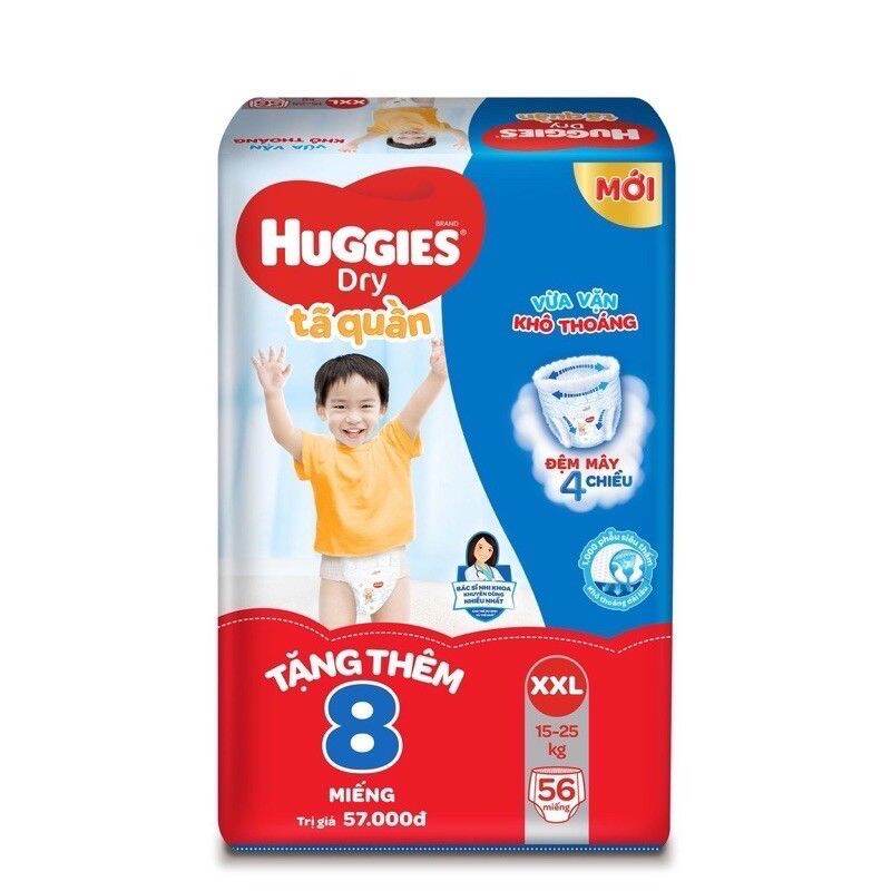 Tã quần huggies dry m74/l68/xl62/xxl56