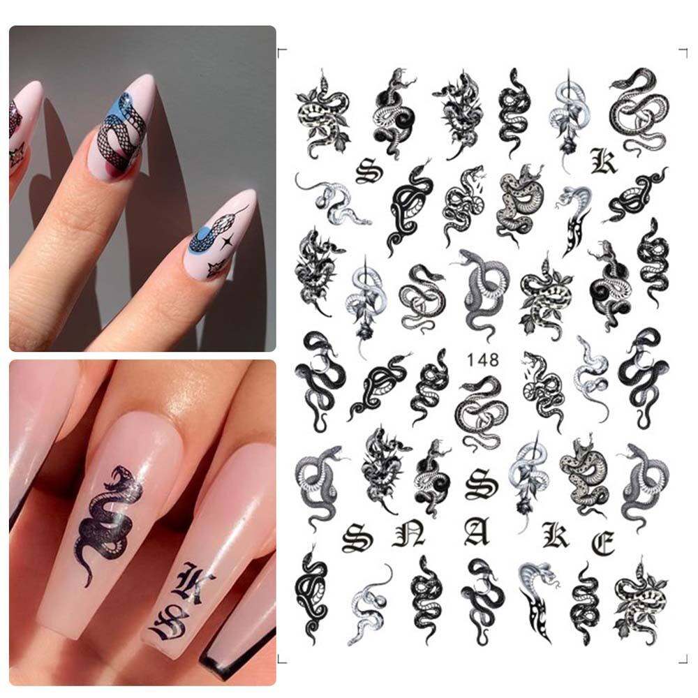 Sticker dán móng trang trí nail mẫu Rồng rắn