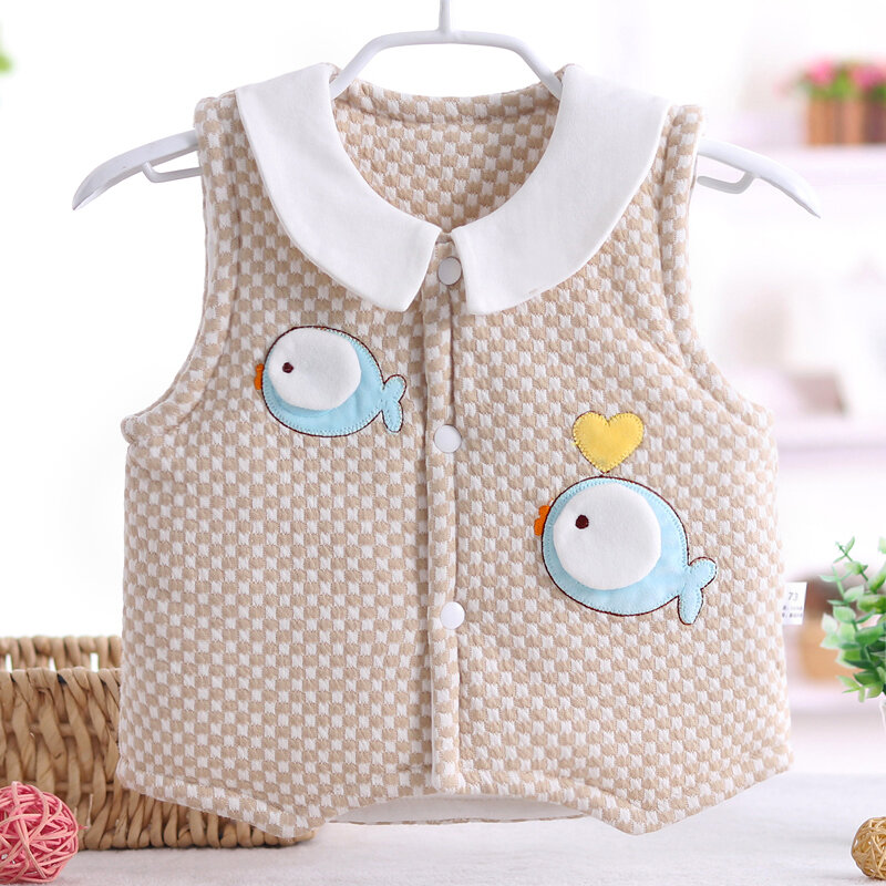 Áo ghi lê trẻ em áo ba lỗ giữ ấm trẻ em lót bông mẫu thu đông áo ghi lê trẻ em trẻ sơ sinh cotton áo ghi lê nam nữ