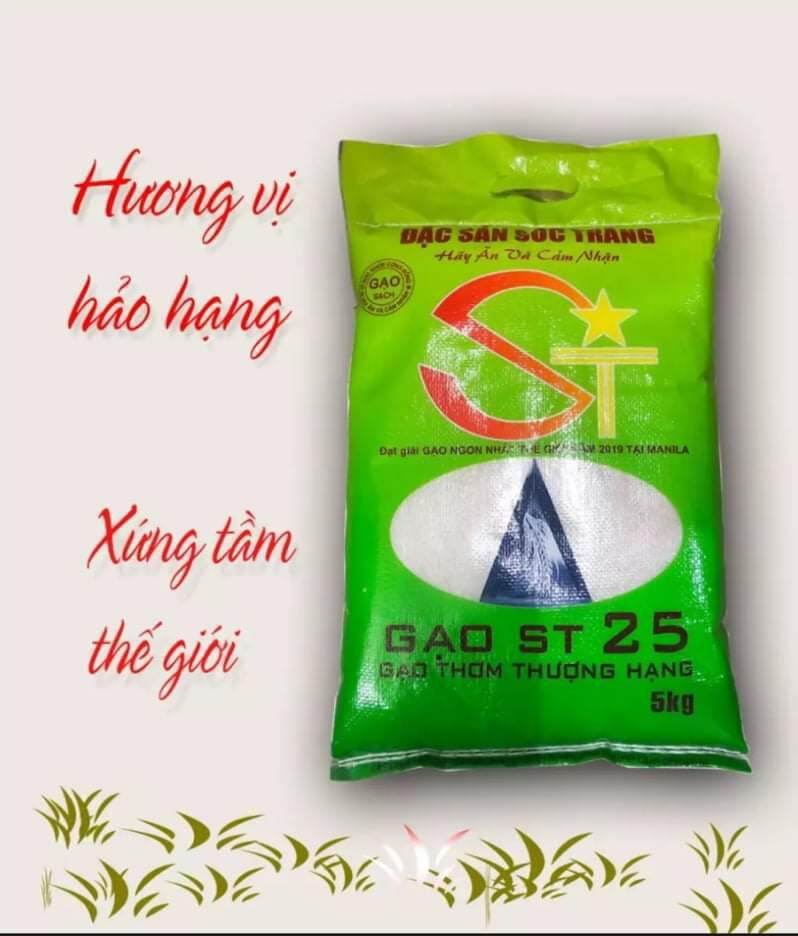 Gạo St25 bao 5kg hàng xuất khẩu Châu Âu bao ăn từng hạt