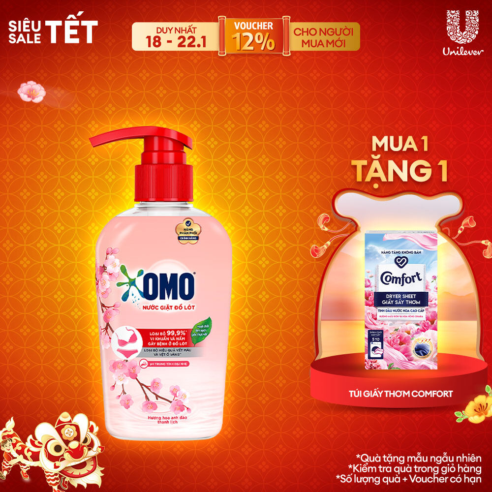 Nước Giặt Đồ Lót OMO Hương Hoa Anh Đào Thanh Lịch 300G