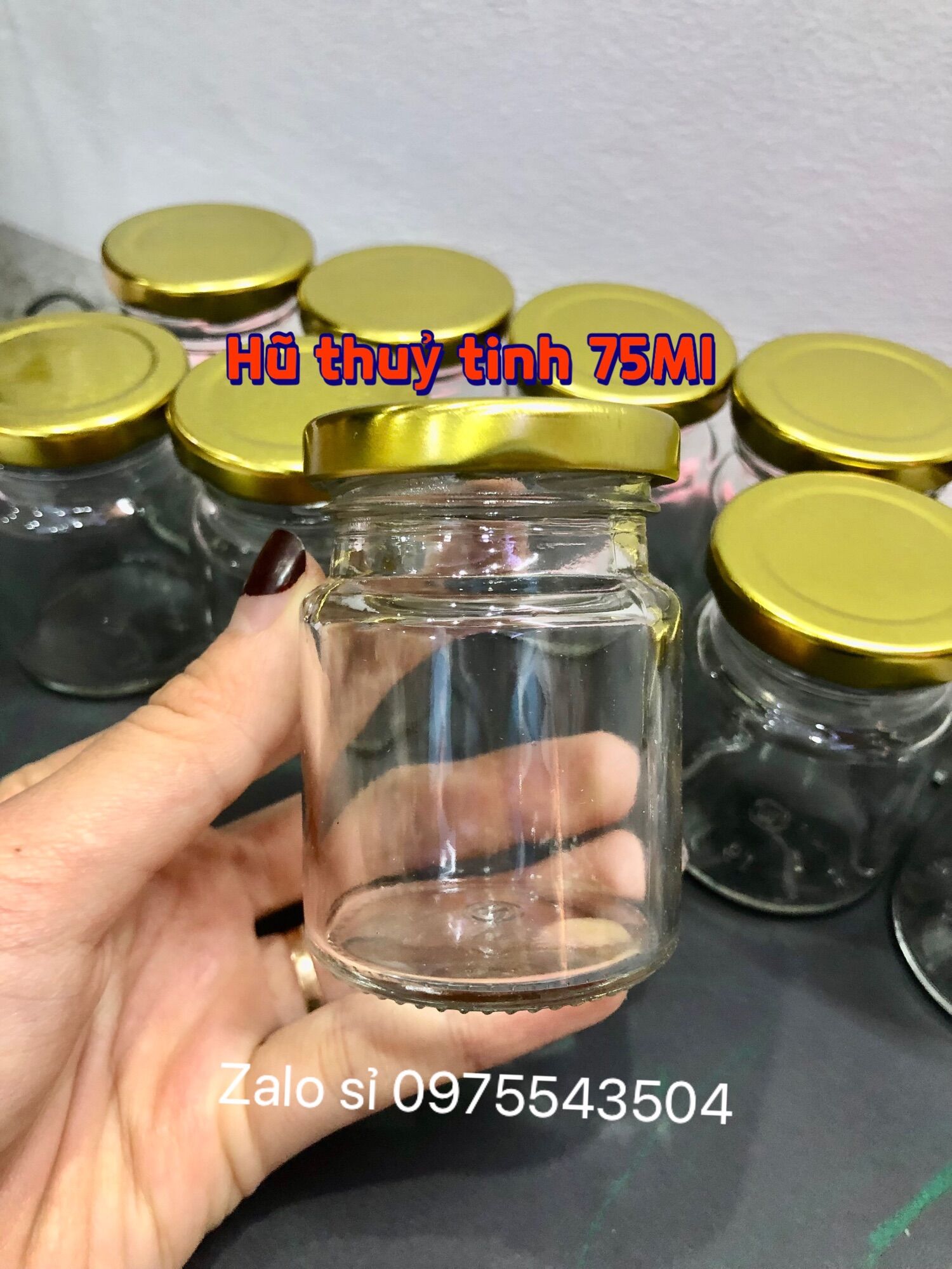 Siêu hot sỉ sll hủ thuỷ tinh 75ml nắp vàng
