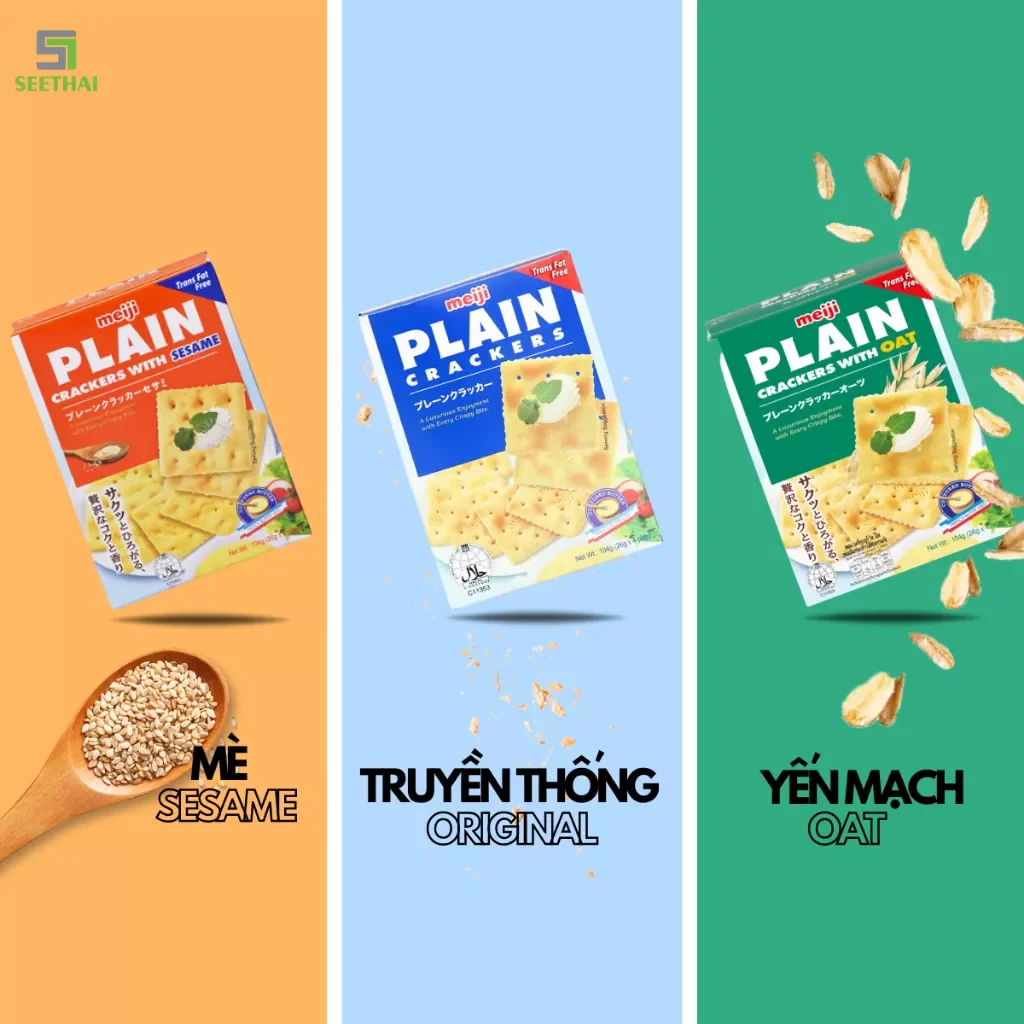 BÁNH QUY ĂN KIÊNG MEIJI PLAIN CRACKERS 104G (không đường, không chất  béo chuyển hóa)