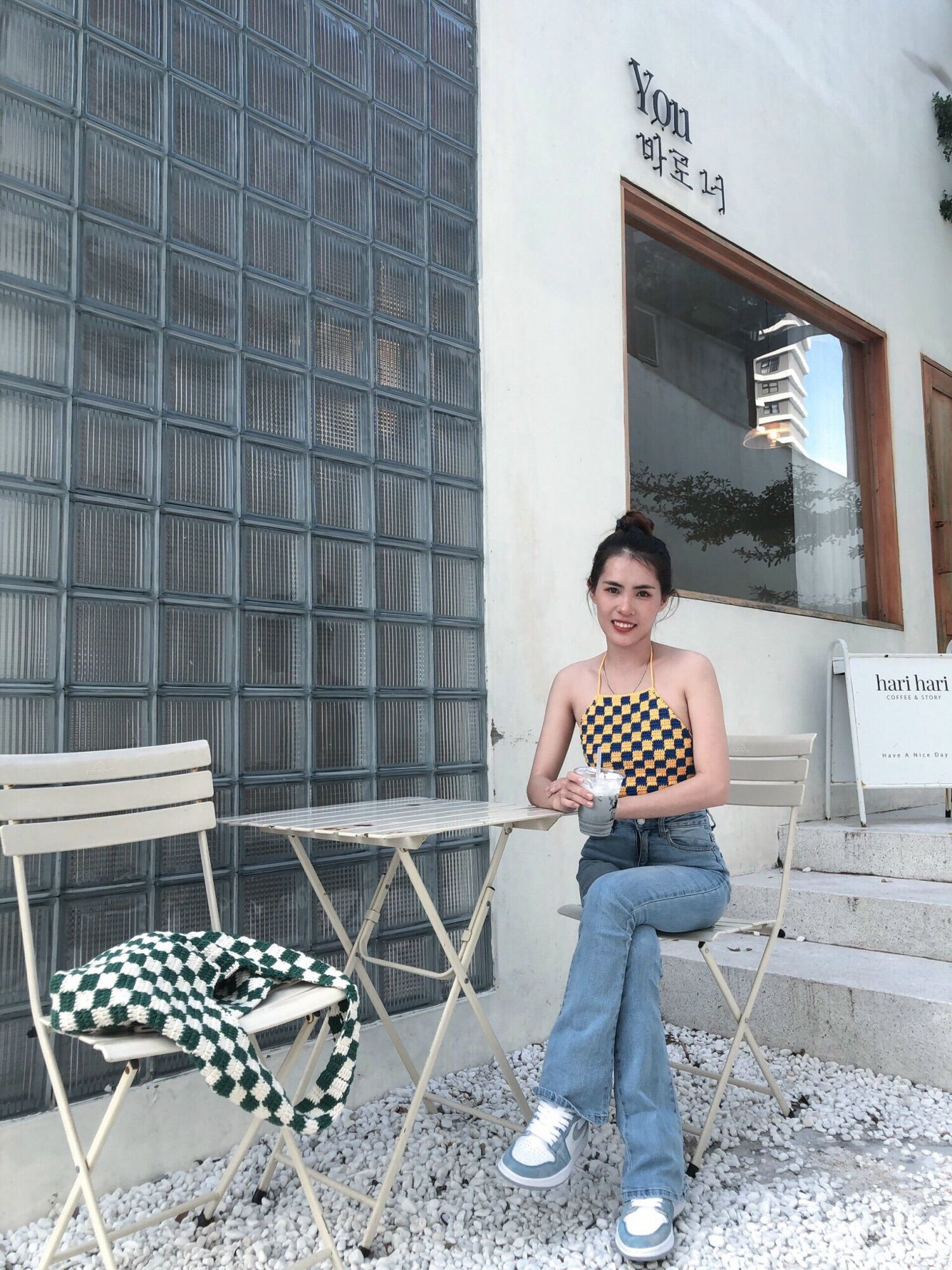Áo len yếm míc hoạ tiết caro ( ảnh thật phía sau shop tự chụp nhé)