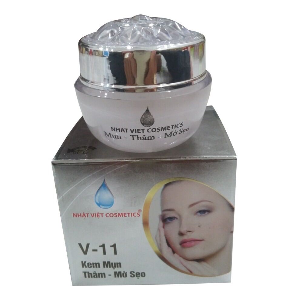 [Hcm]Kem Mụn Thâm Mờ Sẹo Ngọc Trai Đen Sữa Ong Chúa V11 Nhật Việt Cosmetics 16G