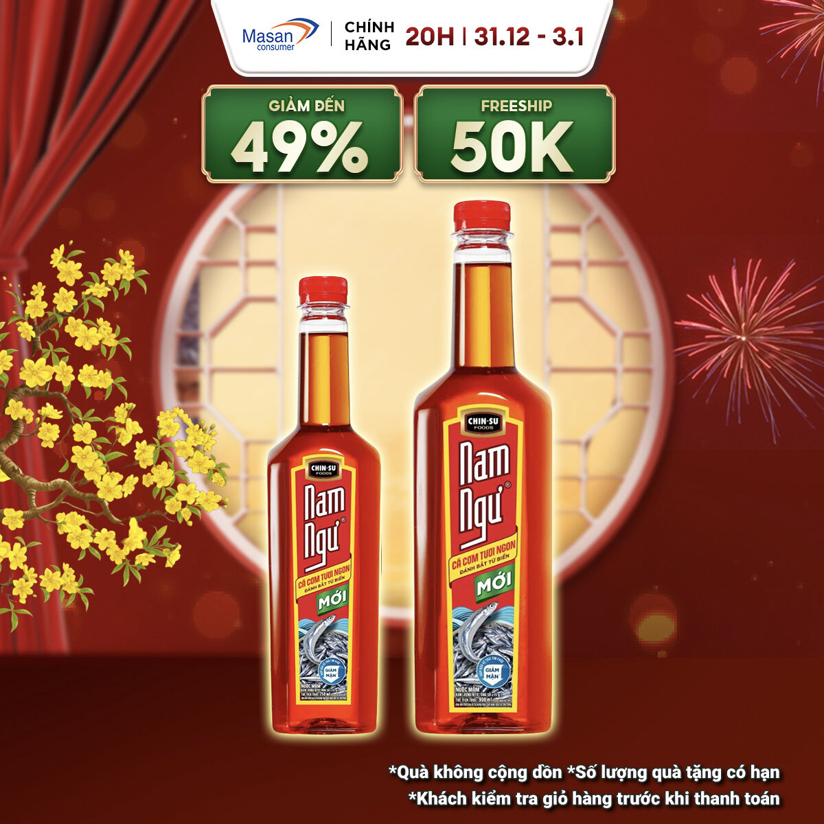 15.12-29.12 Voucher 18% CHO ĐƠN TỪ 199K Chọn loại Combo 2 Nước Mắm Nam Ngư Chai 750ml 900ml