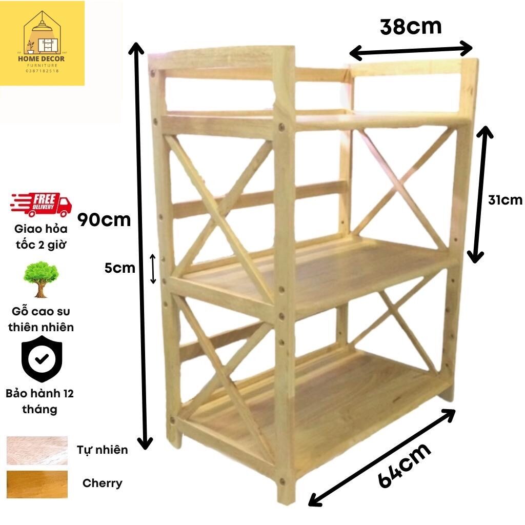 Kệ lò vi sóng gỗ 3 tầng - rộng 64cm - cao 90cm - sâu 38cm