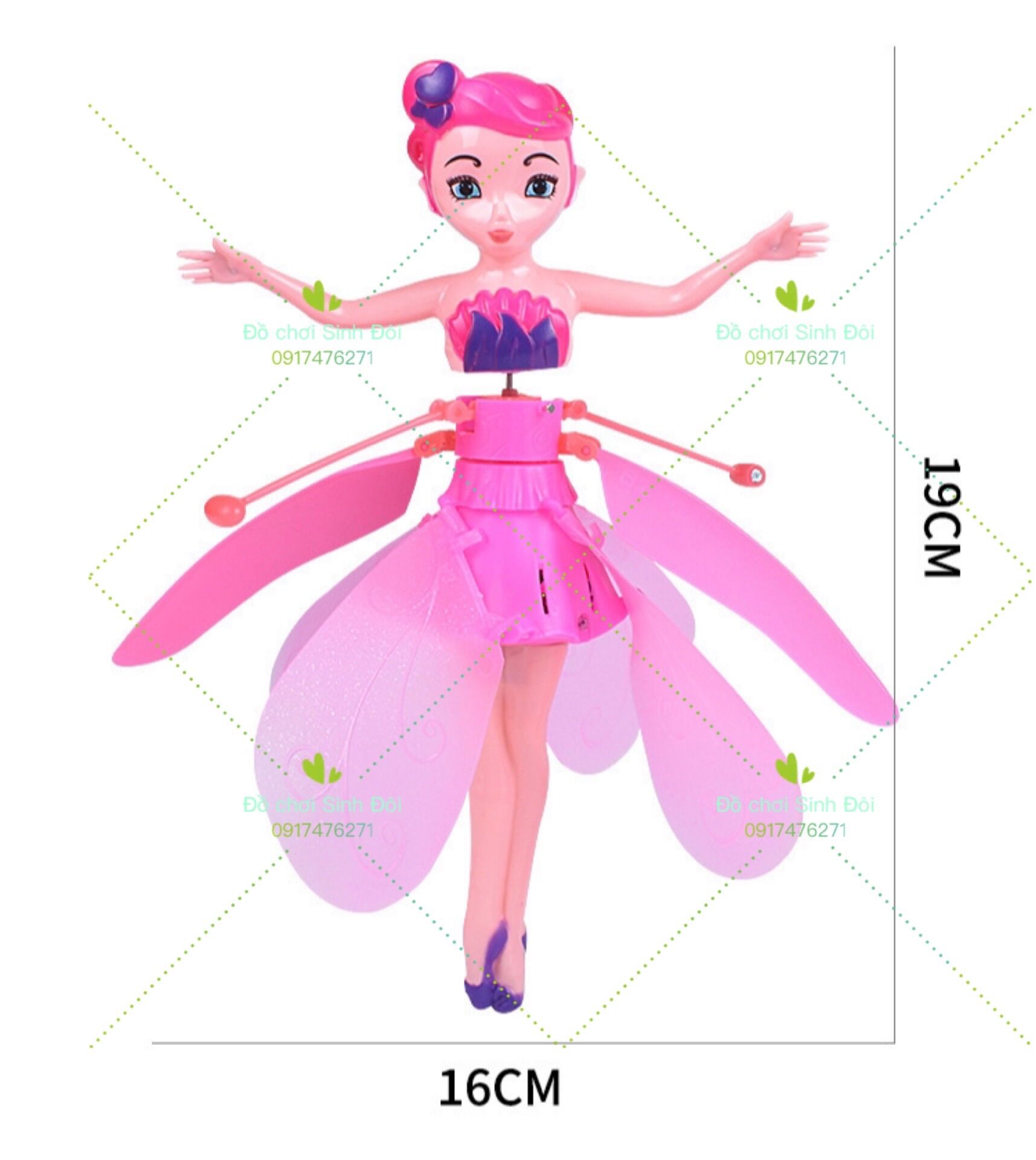Búp bê bay cảm ứng - màu xanh