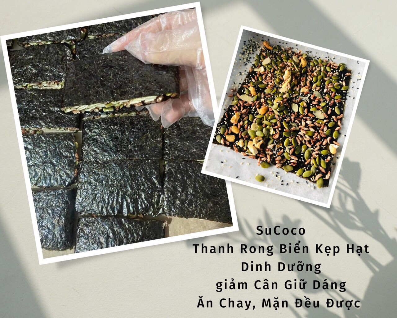 Rong biển kẹp hạt đinh dưỡng, snack rong biển kẹp hạt