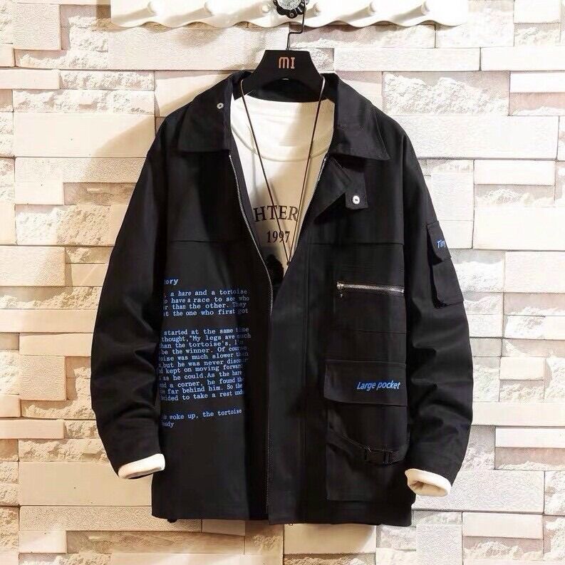 [HCM]ÁO KHOÁC KAKI NAM NỮ XANH CHỮ NHIỀU TÚI HỘP THỜI TRANG SAKURA MS909K