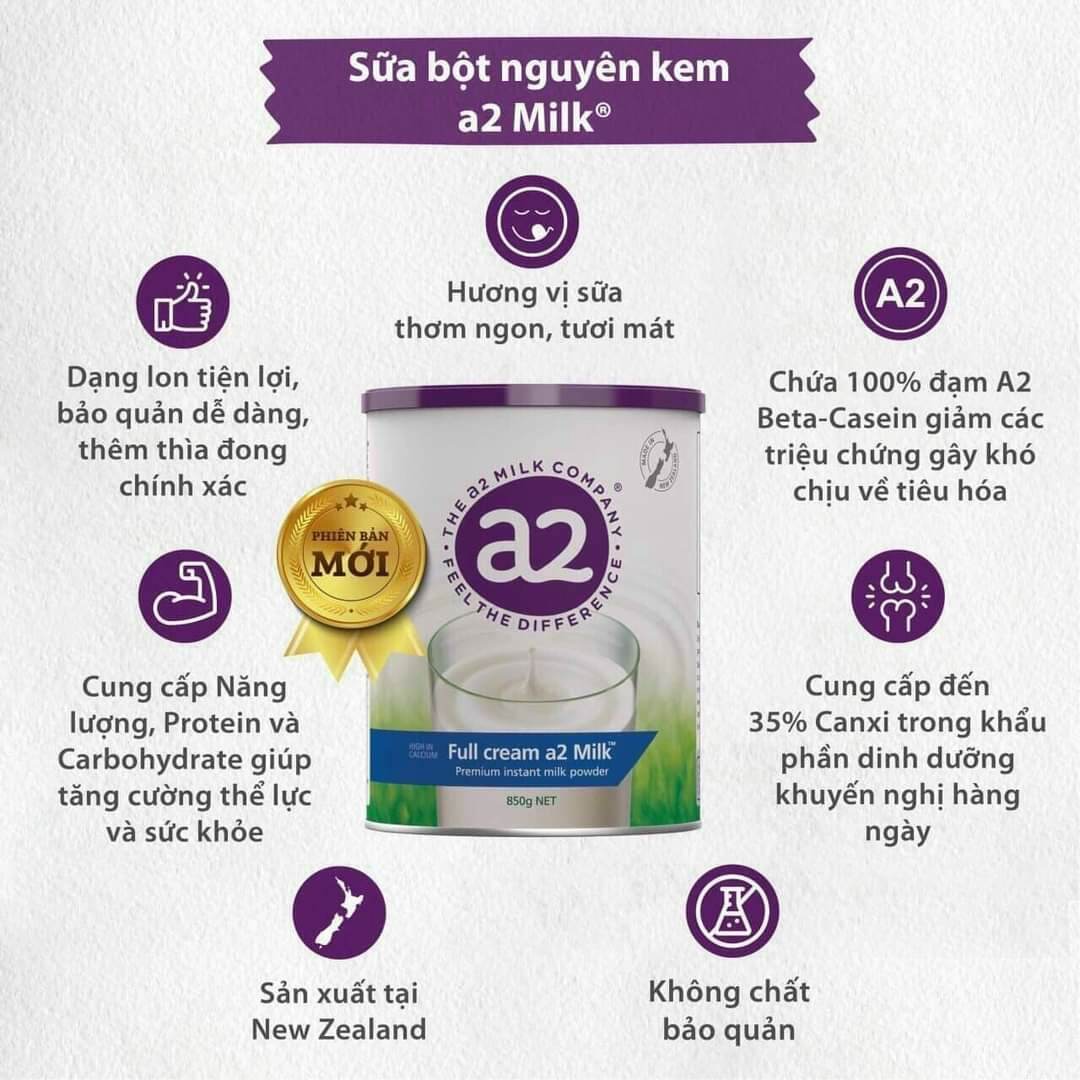 Sữa bột nguyên kem a2 nội địa úc hộp 850gr date t5/2022