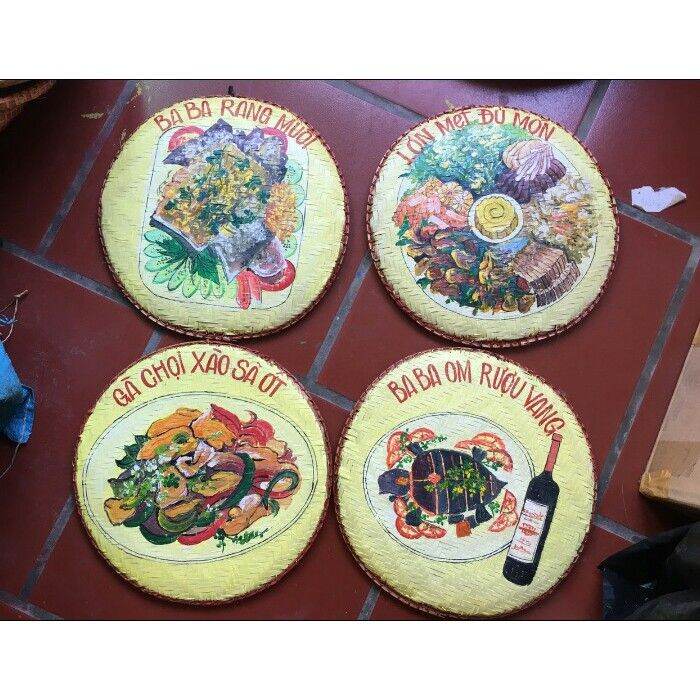 Mẹt tre vẽ món ăn trang trí