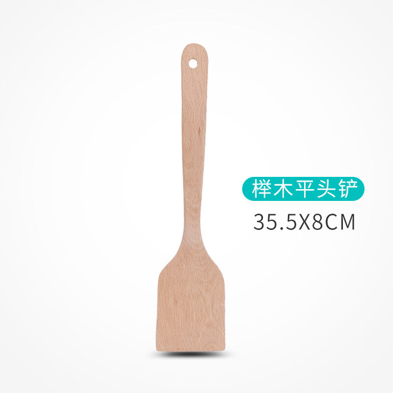 Xẻng nấu ăn nhỏ chiên gia dụng bằng gỗ, dụng cụ nhà bếp cán dài chuyên dụng, muỗng không dính, dụng cụ nấu ăn bằng gỗ, chế biến đầu gỗ thật, chịu nhiệt cao