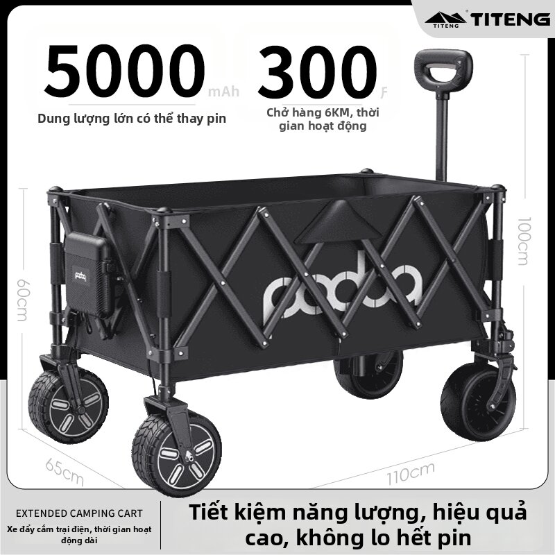 Electric Assist Folding Camp Cart Large Capacity Child-friendly