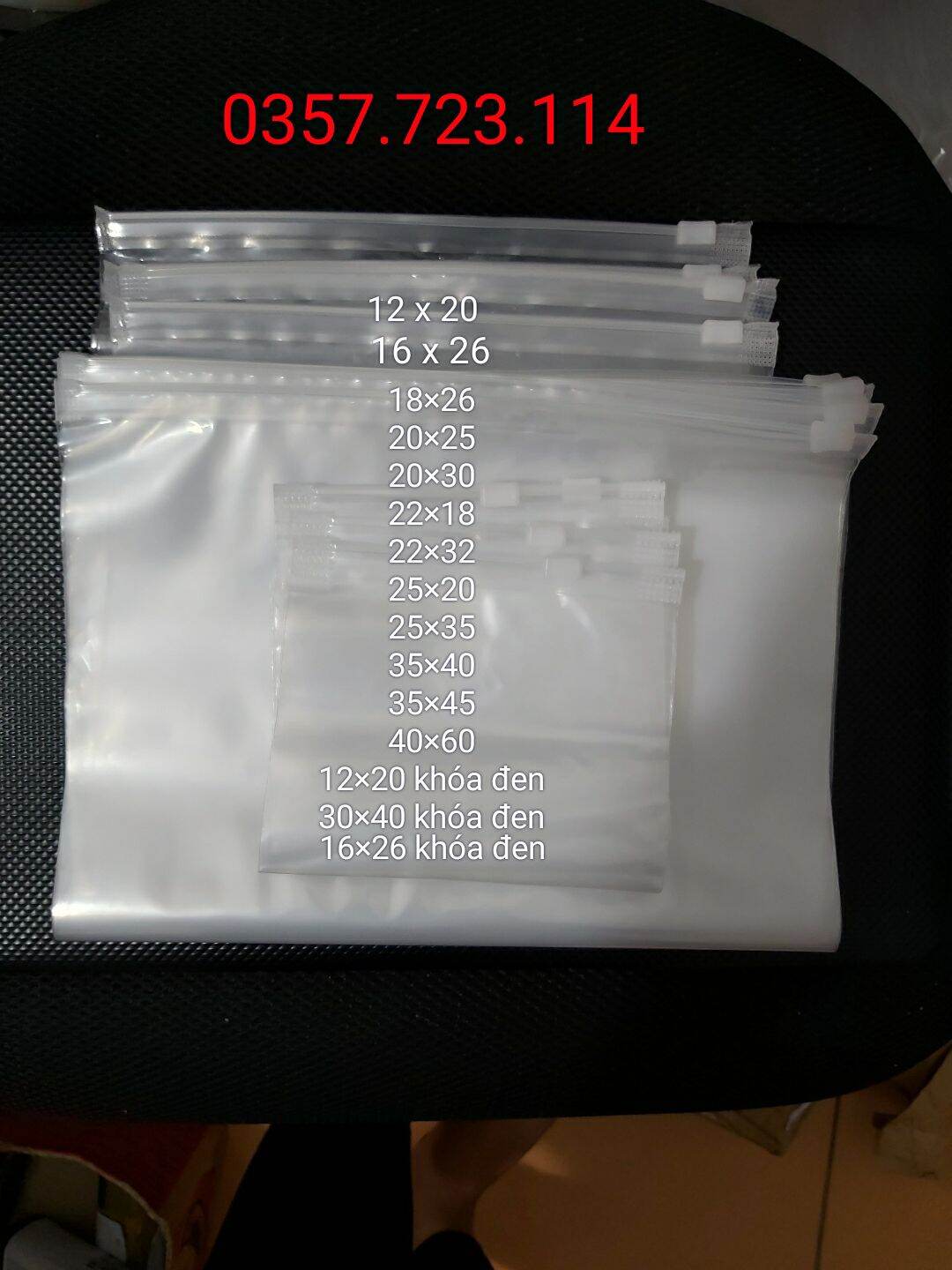 1kg túi zip khoá kéo chọn size