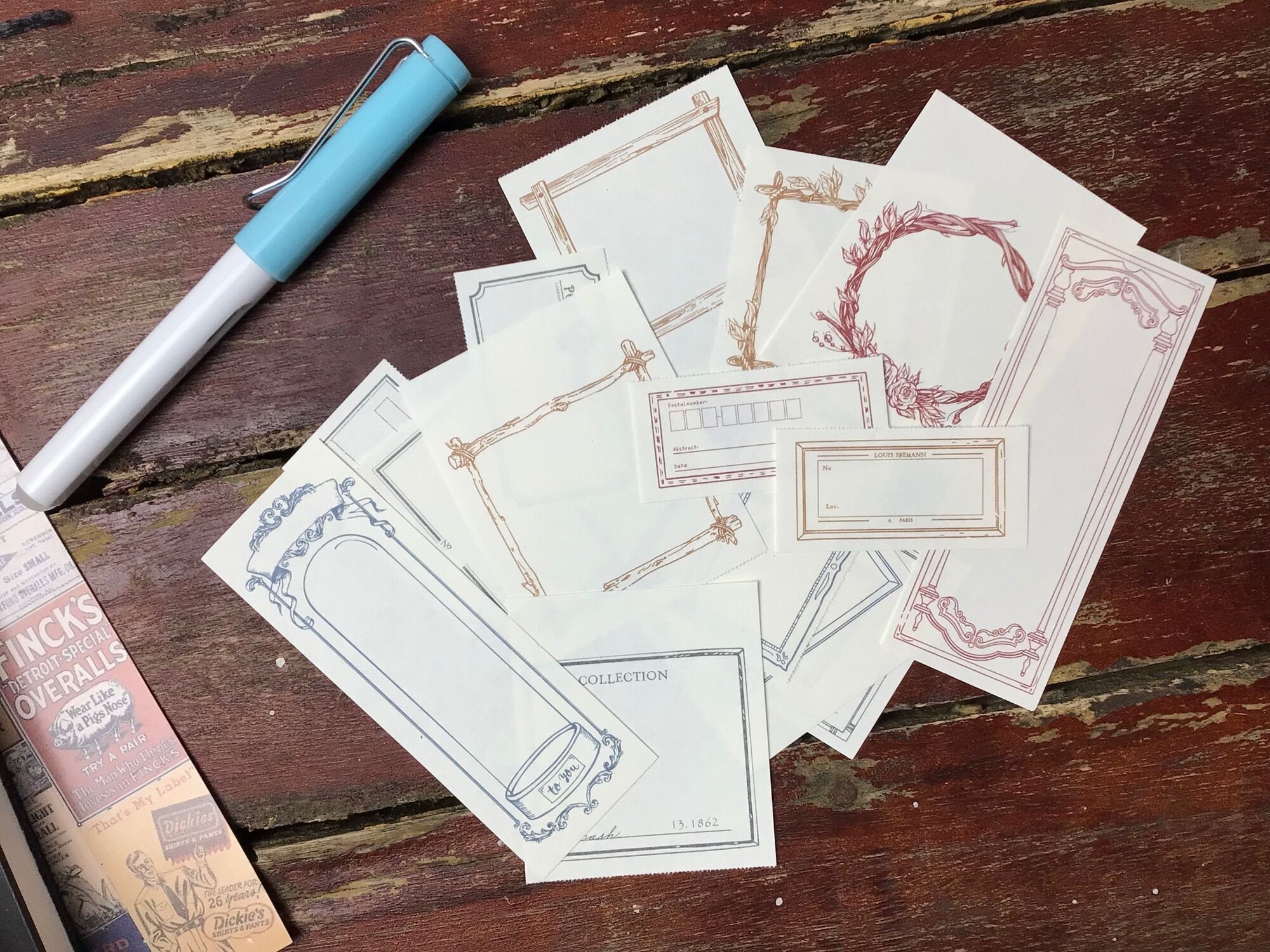 Set 16 tờ giấy note vintage đa dạng không lặp