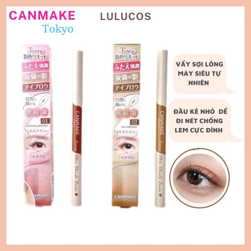 Bút kẻ bọng mắt 3way Slim shade liner Canmake Nhật Bản